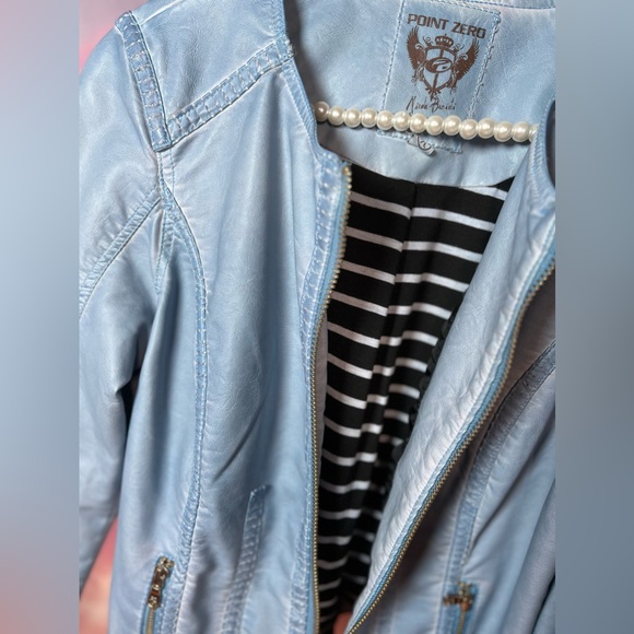 NEW Point Zero baby blue leather imitation jacket - Picture 7 of 10